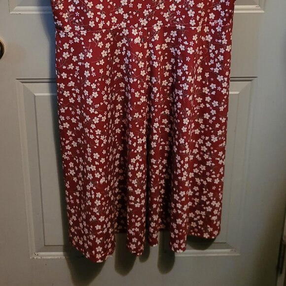 Microstar Pretty Red Floral Pullover Style Short Sleeved Dress Size XXL - Picture 5 of 9
